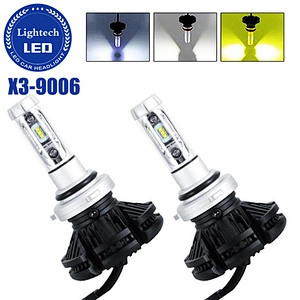Automotive LED headlight High Power 50W Fanless 3 Color Headlights HB4 9006 Led Headlight Kits