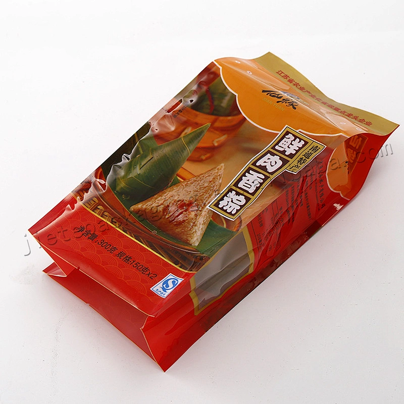 Resealable vacuum plastic snack food packaging bag with transparent window