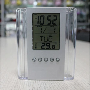 Multi-functional calendar clock pen holder, transparent pen holder can print logo pen holder, multi-functional pen holder