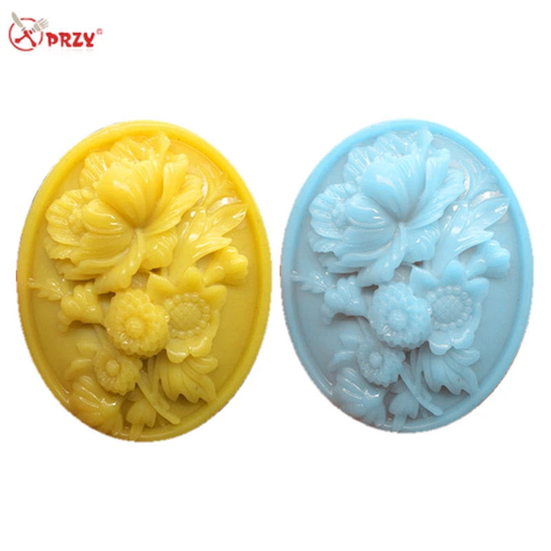S8228 Oval soaps Molds holder flower 3D food grade Silicone Soap mold handmade soap molds