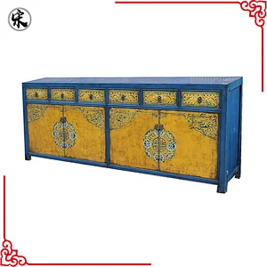 chinese antique solid wood pine painted furniture for stores