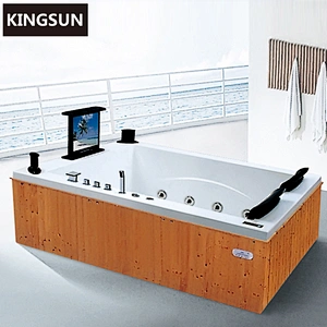Outdoor SPA Jet Double Whirlpool Massage Bathtub For 2 Persons Extra Large With TV