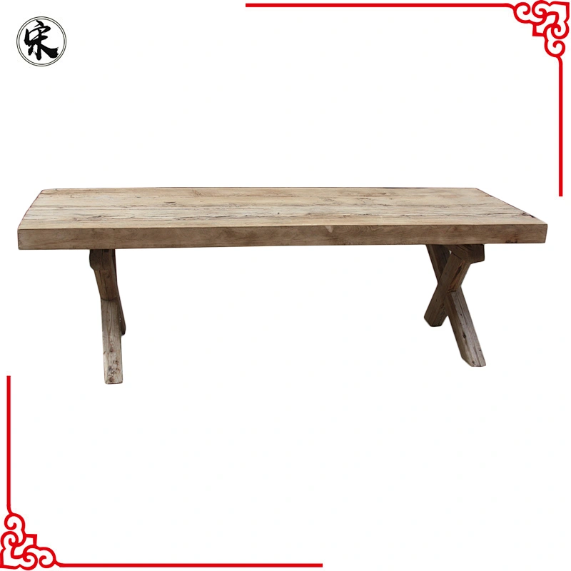 Retro elm wood rustic furniture slab dining table