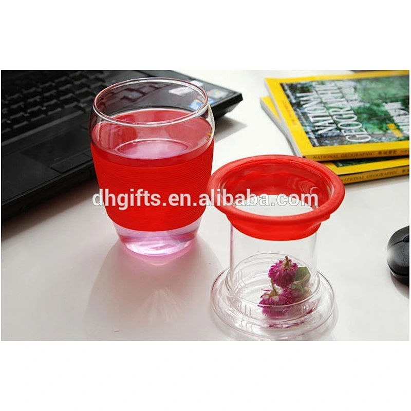 Custom colorful glass water bottle with silicone case for anti-hot