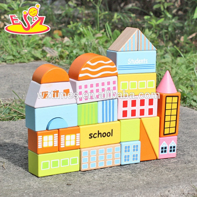 2018 New design 25 pieces children wooden building blocks for kids educational wooden building blocks for kids W13A122