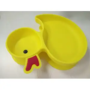 Duck Shape Silicone Baby Placemats and Bowls Food Grade Silicone Baby Feeding Plates