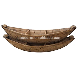 Antique chinese home decoration craft vintage wooden boat