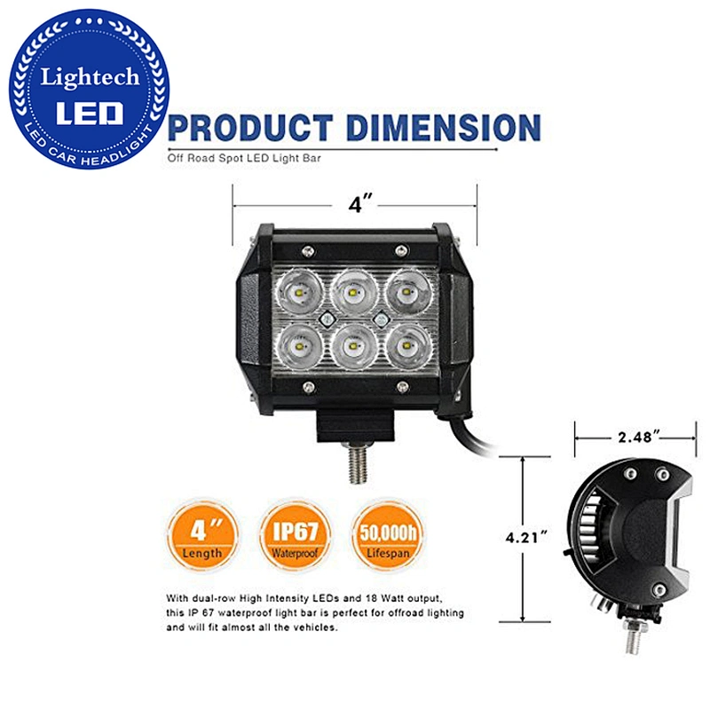Auto Led Driving Light Bar 18W 4inch Led Light Bar Off road Led Light Bar For Trucks
