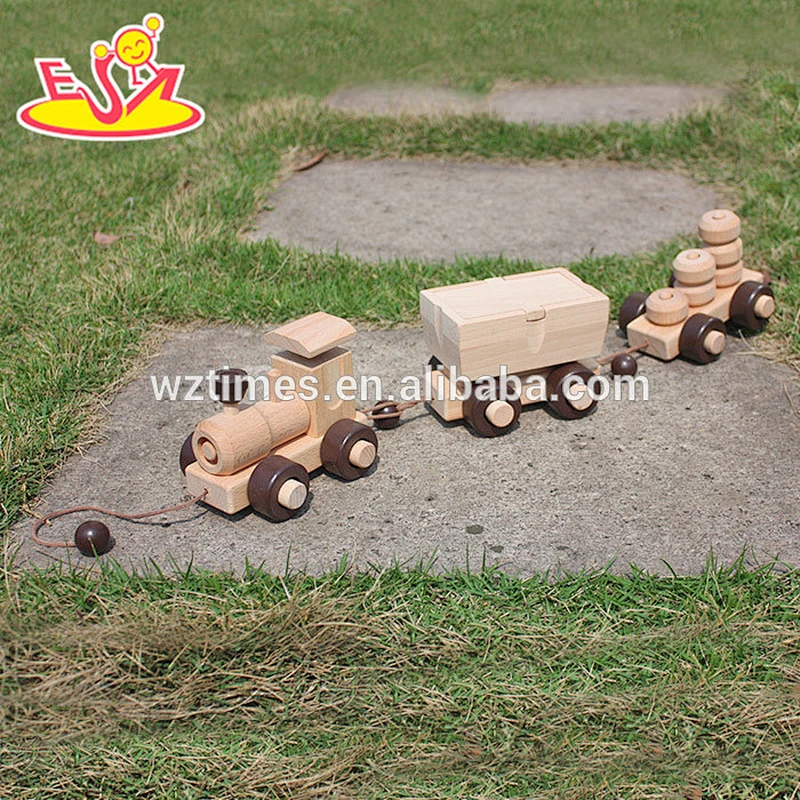 El juguete determinado del tren del tirón de madera de los niños superventas al por mayor trae la diversión W05B086