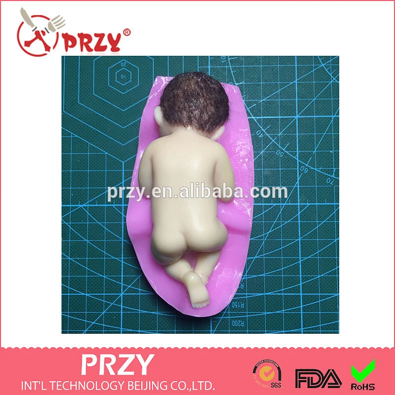 F1877 PRZY lovely 3d baby silicone mold fondant silicon mold cake decoration mold Sleeping baby boy