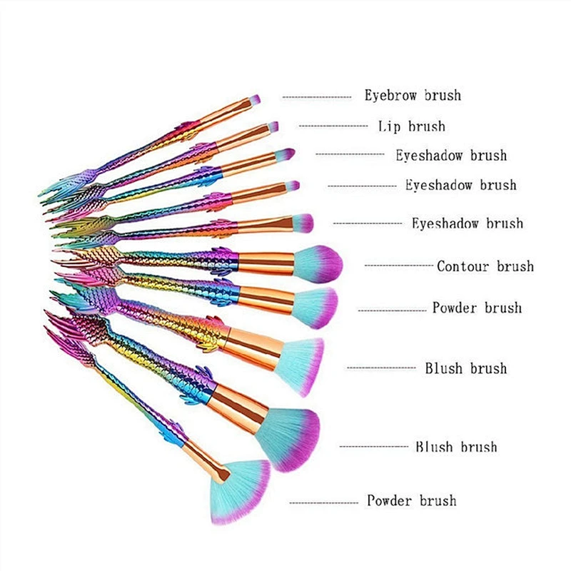 Glitter Fish Designer Makeup Brush Set With Bag