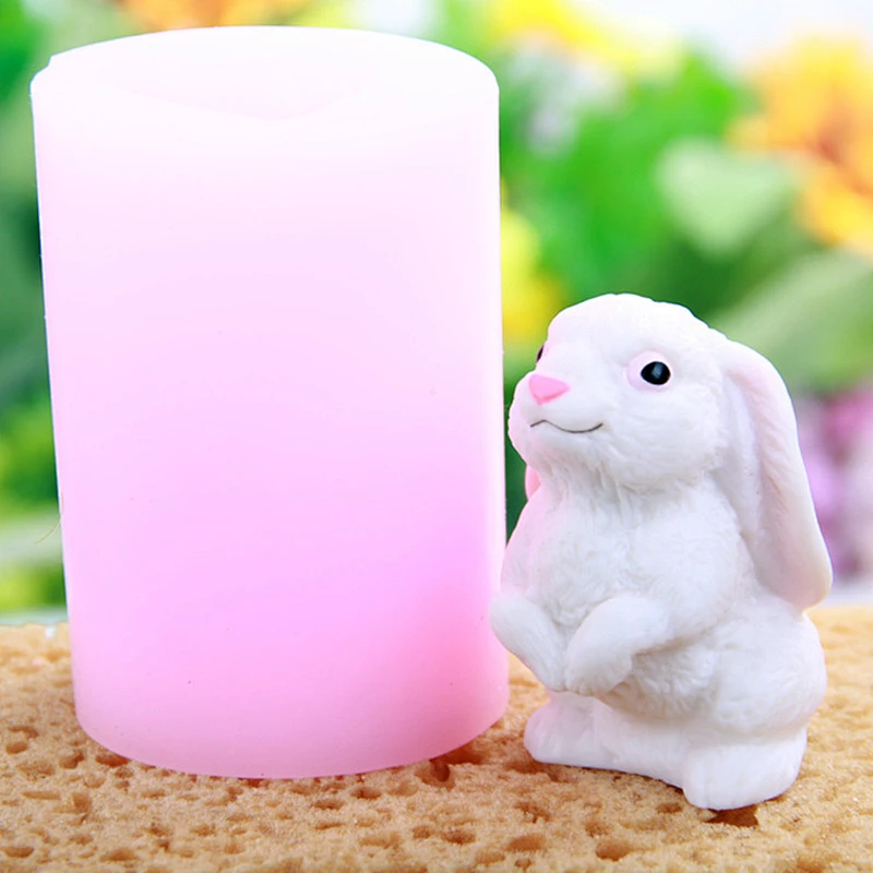 3D Rabbit  molds couple Candle chocolate baking mould cake Resin decoration silicone mold