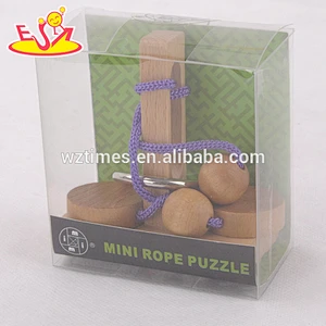 Wholesale diy funny wooden rope puzzle toy for kids' IQ training W11C026
