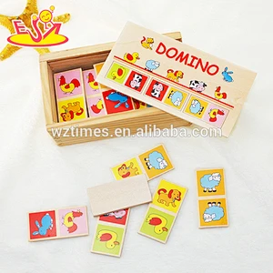 Wholesale cheap wooden educational kids domino puzzle toy W15A005