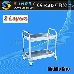 2018 Hot Sales stainless steel 2 Layers trolley And food cart with wheels