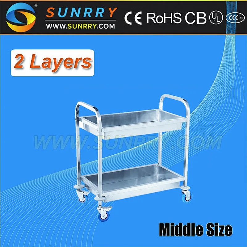 2018 Hot Sales stainless steel 2 Layers trolley And food cart with wheels