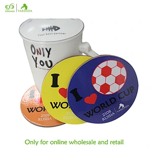 6pcs home decoration accessories modern table mat,World Football Cup fans round placemat kids wood cup coaster in stock for sale