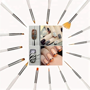 16Pcs professional acrylic carving powder gel liquid salon nali art brushes set polish gel makeup brushes nail tools