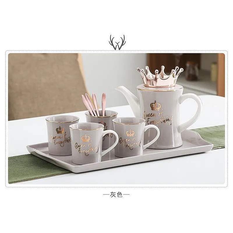 High-grade grey ceramic bowl with kettle for colding water