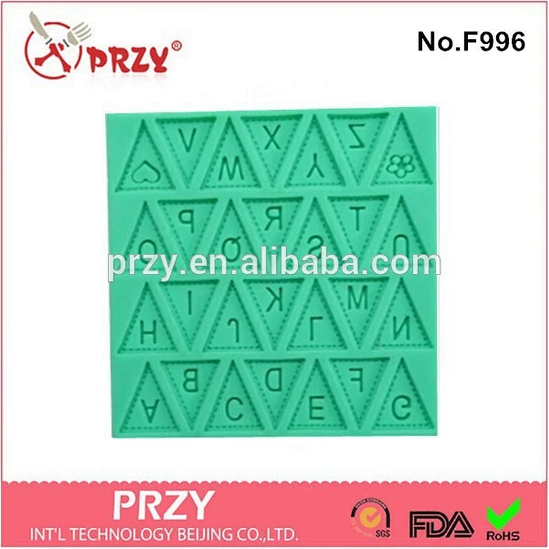 hotsale cake decorating letter shape silicone fondant mold