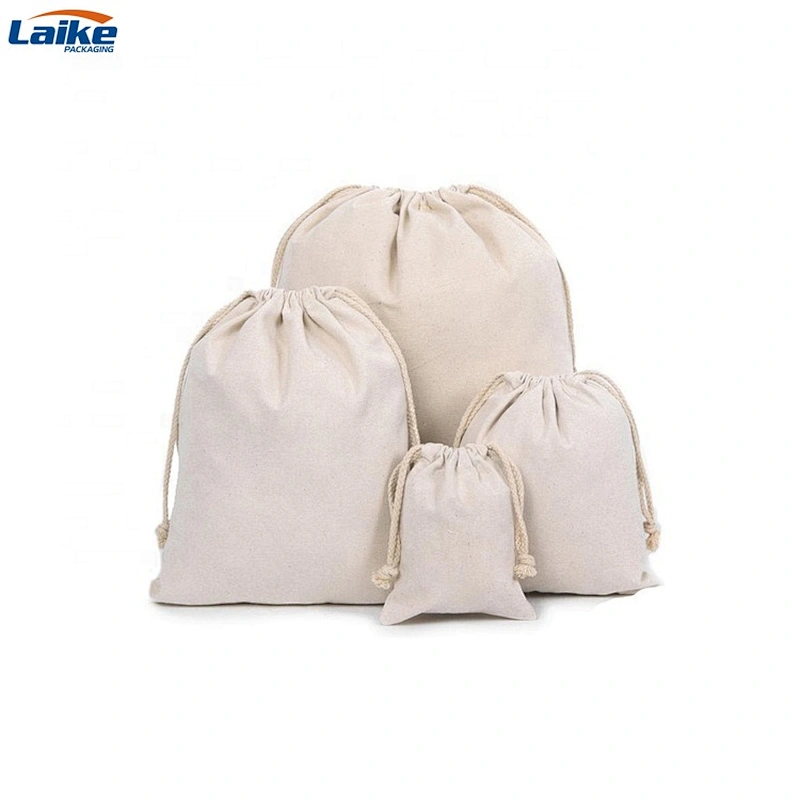 Cotton canvas muslin drawstring dust bag pouch shoes bag custom logo