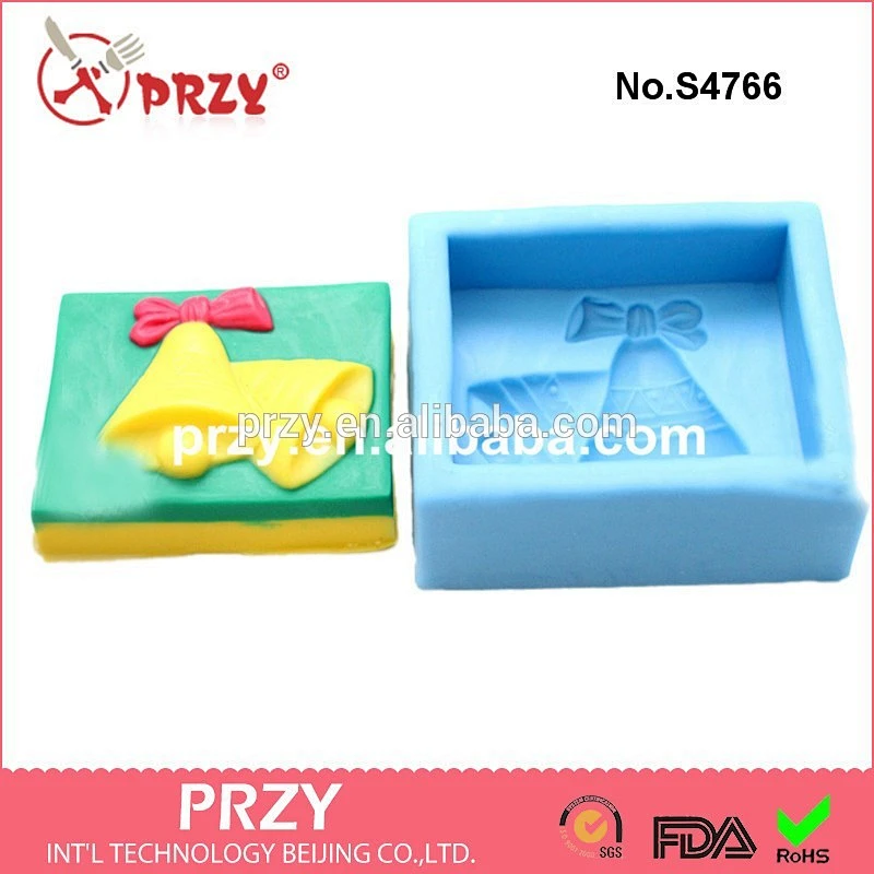 PRZY S4766 Christmas series bell silicone soap making forms Christmas mold