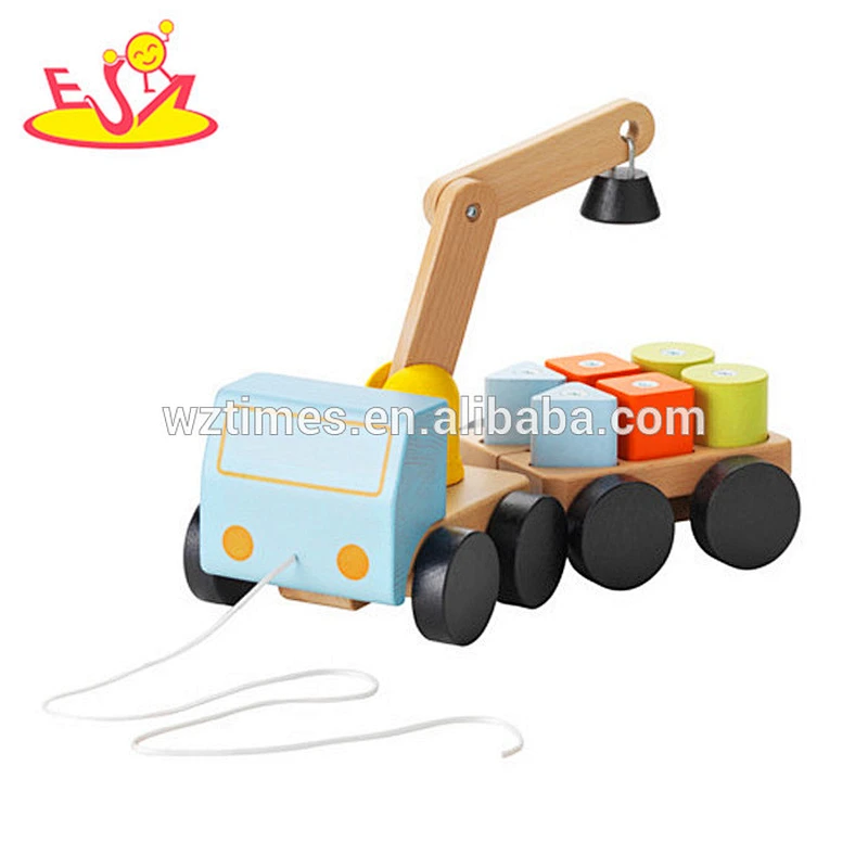 2018 wholesale baby wooden pulling truck toys funny kids wooden pulling truck toys best child wooden pulling truck toys W05C082