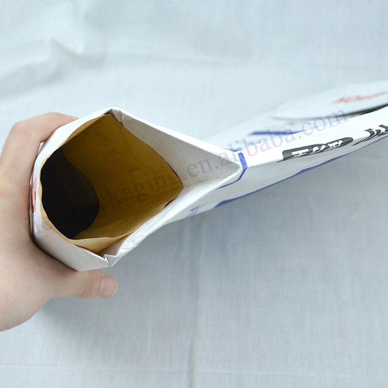 25kg block bottom stand up 3 layer kraft paper with lining bag for cement,wall putty,dry mortar,gypsum