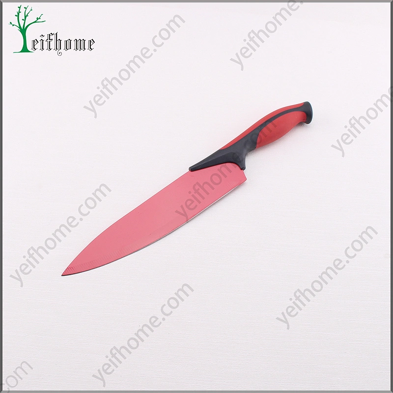 Factory supply colorful soft handle 5 pcs non-stick coating knife set