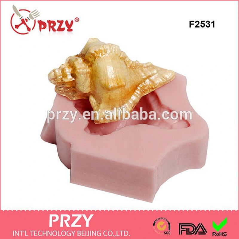 F2531 Silicone Mold - Large Conch Shell Mold - Soap, Wax, Resin, Polymer or Epoxy Clays - Food Safe Fondant,