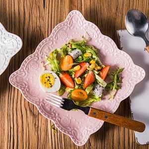Wholesale Creative Japanese Relief Creative Square Plate Ceramic Disc Bread Dessert Plate Custom Logo Tableware Tray 8 inch