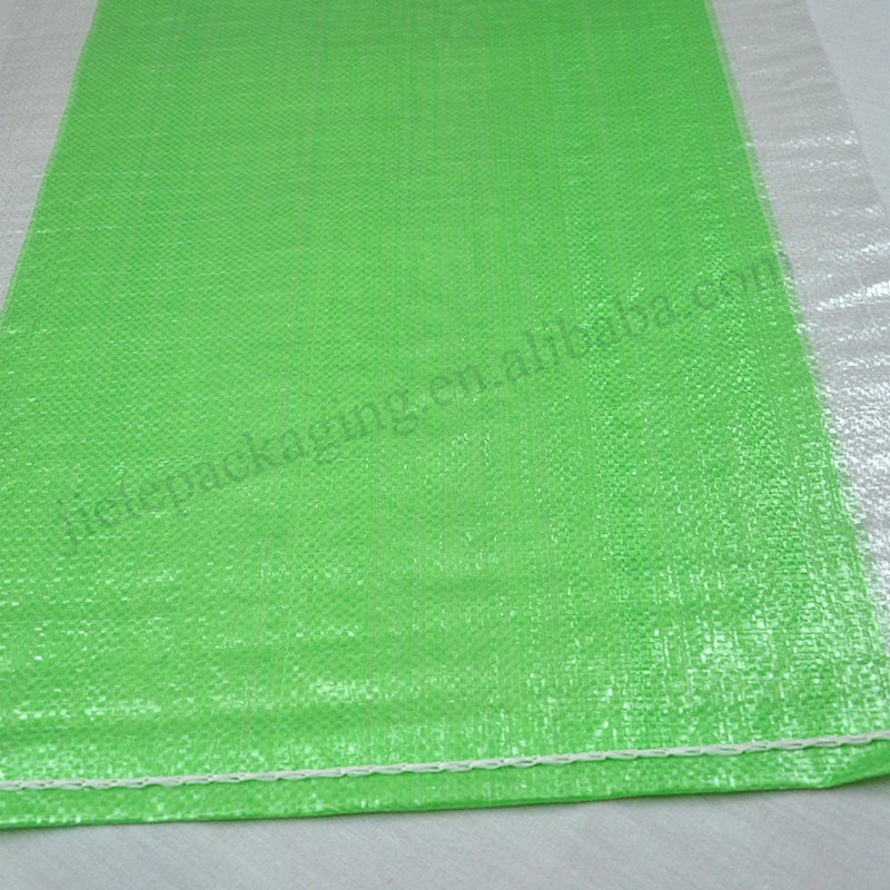 Green and white color transparent plastic pp woven packaging bag for agricultural and industrial