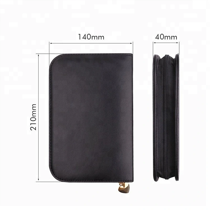 Custom Print Create Your Own Brand Travel Black Leather Cosmetic Case Make Up Brush Pouch PU Makeup Bag Private Label
