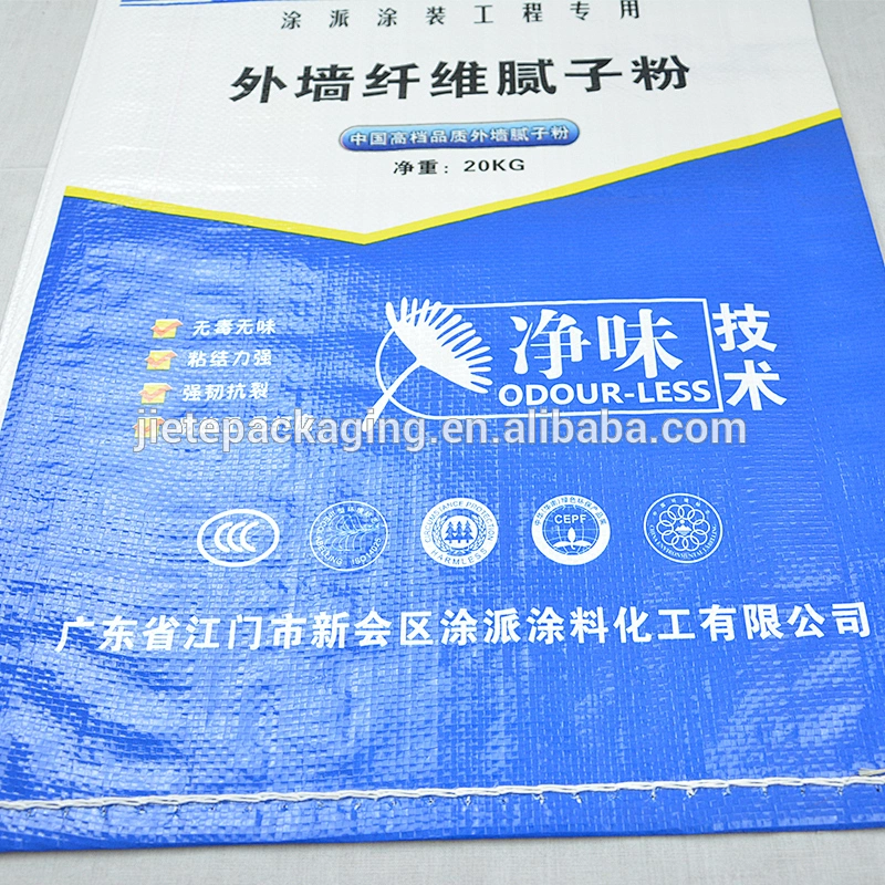 Industrial and building use double side blue printing pp woven putty powder bag