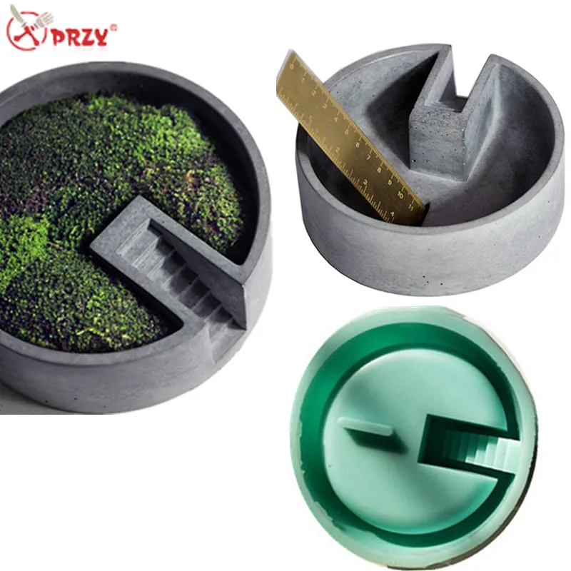 Creative Concrete mold circular staircase flower pots Mould Silicone garden Cement desktop decorations Molds