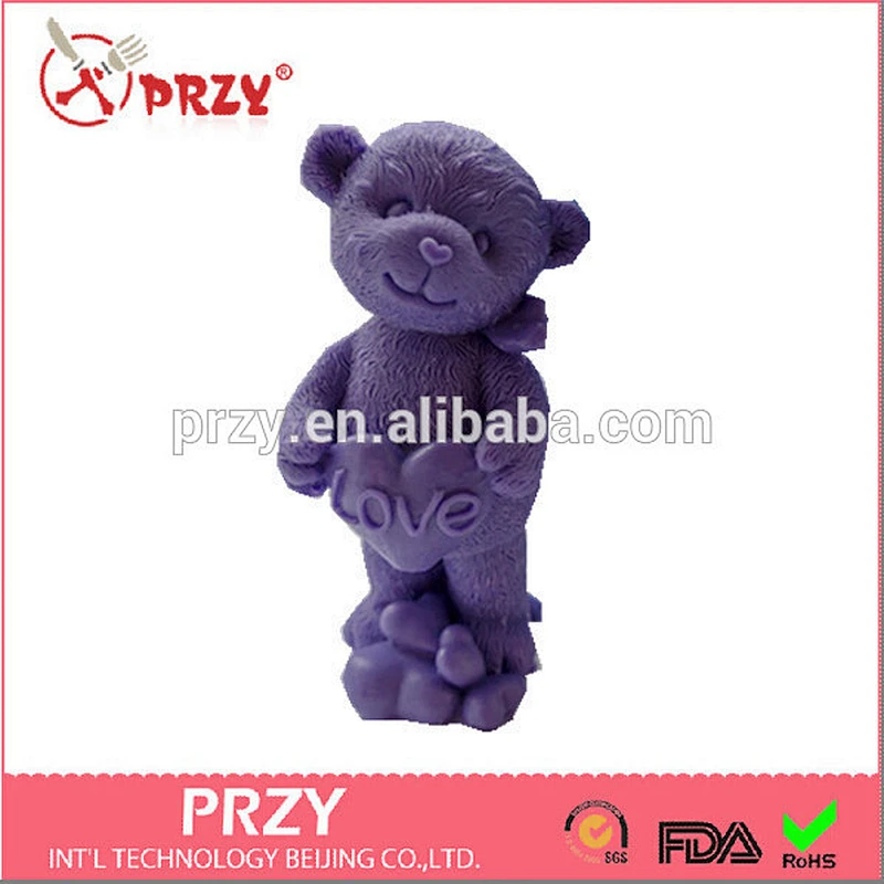 S1488 PRZY Handmade Teddy LOVE silicone soap mold