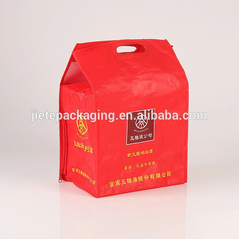 custom order promotional red pp non woven wine bag