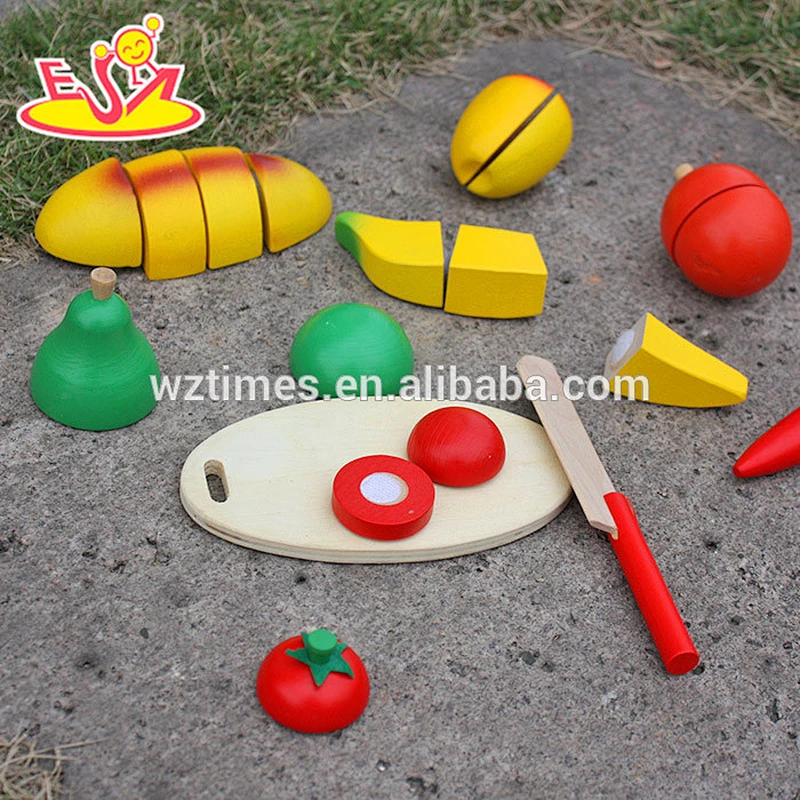 Wholesale role play wooden cutting food toy funny wooden cutting food toy for kids W10B106