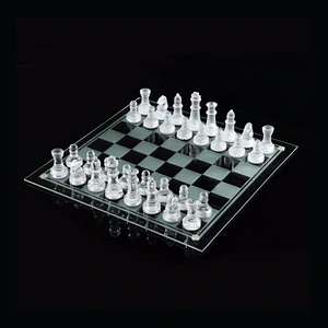 NEW 2 in 1 GLASS CHESS & CHECKERS FAMILY BOARD GAME SET