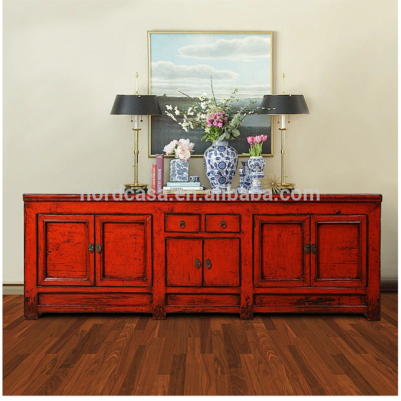 Chinese antique recycled wood red bedroom TV cabinet or living roon cabinet