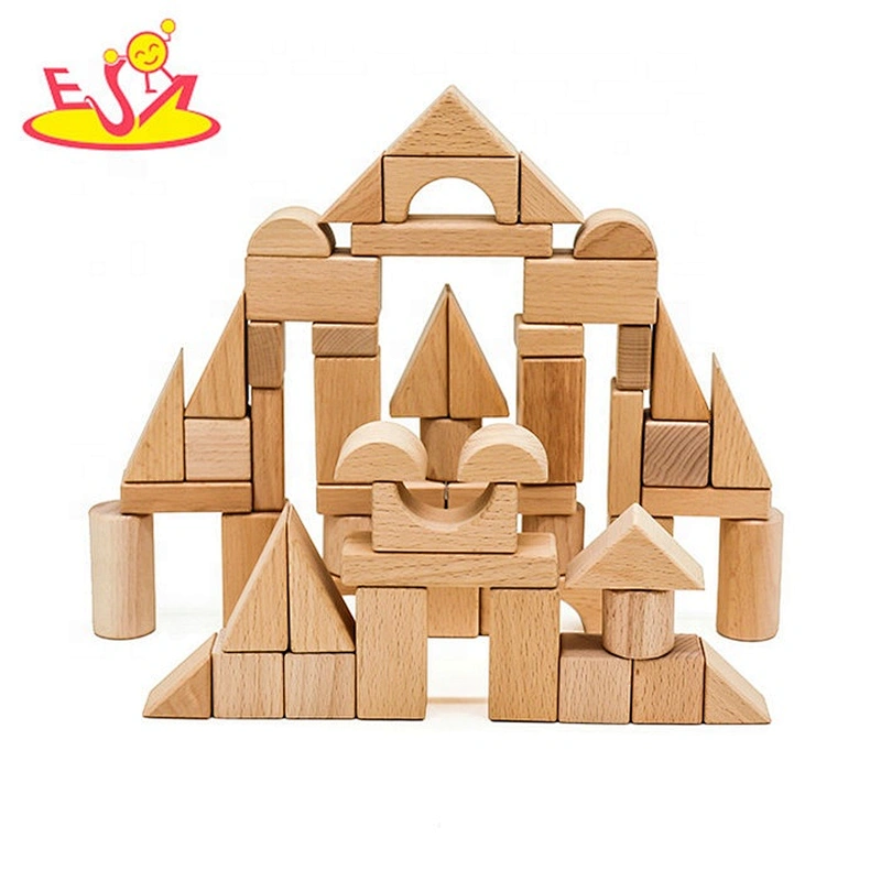 2019 Top sale 55 pieces wooden children building blocks for wholesale W13A176