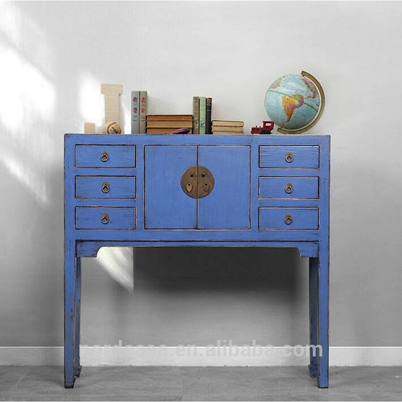 six drawer two door antique style chinese console table