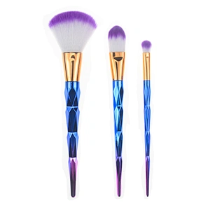 2018 best new 3pc diamond makeup brush set with electroplated plastic handle