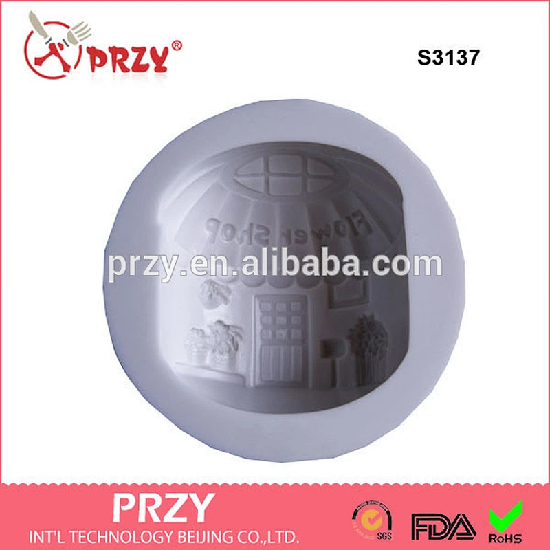 S3137 Flower Shop Silicone Soap Mold flower house shape silicone mold