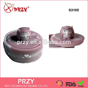 S3105 Soap Box with Owl Knob Lid - 2pcs/ set - Silicone Soap Mold