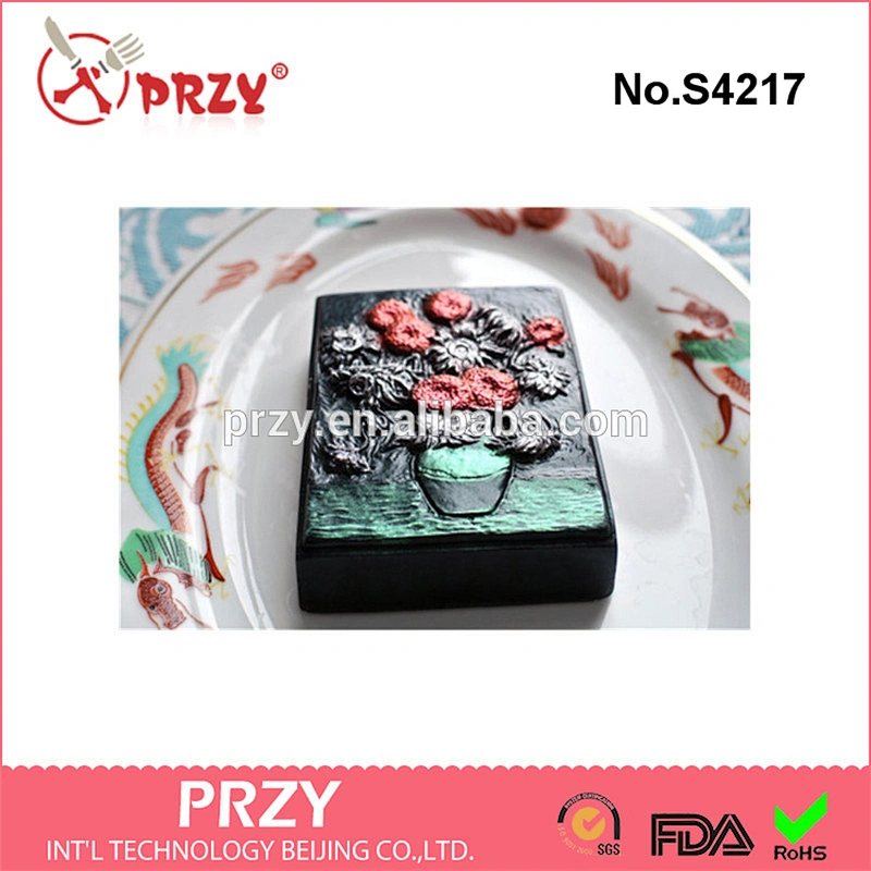 S4217 PRZY Dark Sunflowers Soap Mold Bar in Metallic Colors Silicone Handmade Soap Mold