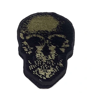 Wholesale skull heads sequin embroidery patch with iron on backing