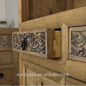 America style recycle elm wood display cabinet