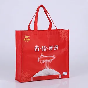 Wholesale red non-woven bag can stand for rice packaging