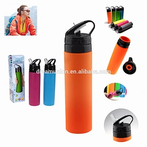 Silicone Drinking Water Bottle Reusable Drink Sport BPA Free Foldable